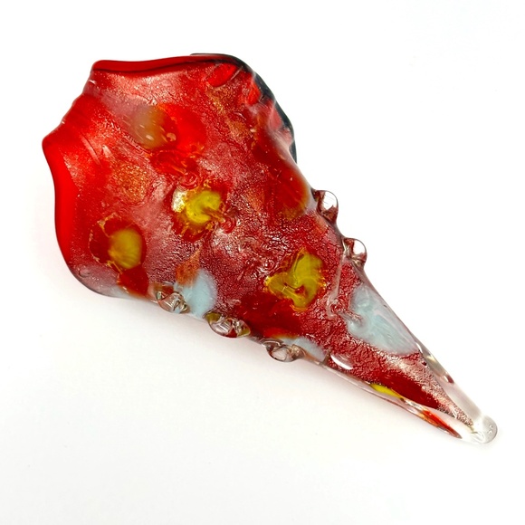 As Low As $2 Large Red Silvery Handmade Lampwork Glass Conch Pendant - Picture 2 of 4